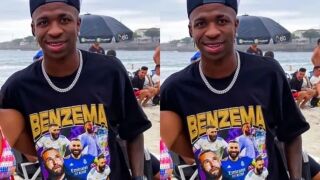 Фен №1: Винисиус се разходи из Копакабана, облечен с тениска на Бензема