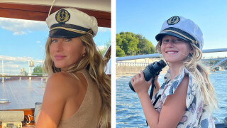 Жизел Бюндхен сложи капитанската шапка, докато обикаля Париж с 9-годишната си дъщеря 