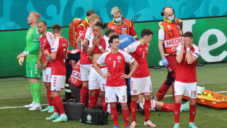 Смразяващи кадри на европейското, Ериксен се свлече на терена