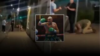 Тайсън Фюри лази по тротоара след пиянска нощ... буквално (ВИДЕО)
