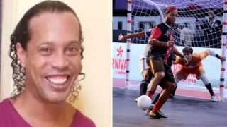 Докато чака помощ от Меси, Роналдиньо... играе футзал в затвора