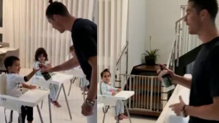 Роналдо учи децата как да дезинфекцират ръцете си (ВИДЕО)