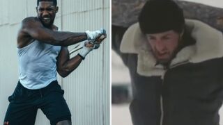 Антъни Джошуа цепи дърва като Роки