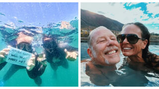 Под вода и сред акули: Джеймс Хетфийлд ot "Металика" предложи брак на любимата си (СНИМКИ)