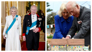 Крал Чарлз и Камила се „пребороха“ с огромна торта - разрязвайки я с меч 