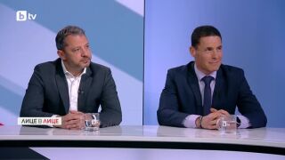 Снимка: Предизборен дебат между Константин Проданов от „Прогресивна България“ и Делян Добрев от „ГЕРБ-СДС“