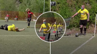 Футбол с пазарски колички и дузпа заради... катастрофа (ВИДЕО)