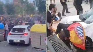 Жена-шофьор се опита да прегази фенове на Еспаньол. Вижте кадрите! 