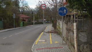 Снимка: Велоалея с вградени препятствия: Защо пътни знаци и стълб пречат на колоездачите?