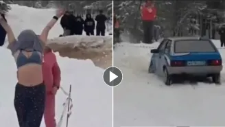 Фенка показа гърдите си на рали и предизвика катастрофа (ВИДЕО)