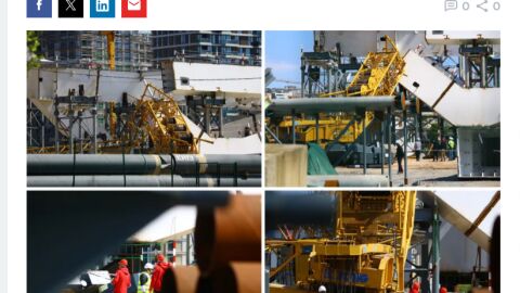 Кран с тегло 350 тона се срути по време на строеж на нов мост 