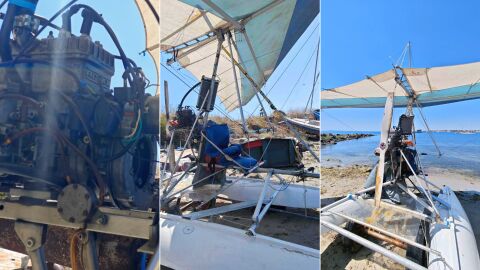 Снимка: PVC коляно за ВиК, мотор ROTAX: Разбилият се самоделен мотоделтапланер е паднал на 300 метра от брега на Несебър (ВИДЕО, СНИМКИ)
