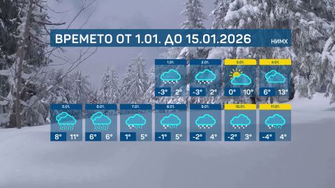 Времето от  1 до 15 януари: Новата година започва с топло време