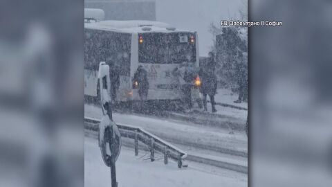 Пътници бутаха автобус на градския транспорт: Защо София осъмна в хаос в събота заради снега?