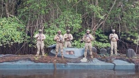 Задържаха 35-метрова наркоподводница, скрита в природен резерват (СНИМКИ, ВИДЕО)