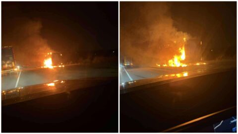 ТИР се запали с движение на пътя Ямбол - Елхово