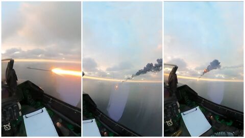 Снимка: Как румънците свалиха с изтребители F-16 два дрона над Черно море (СНИМКИ)