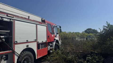 Снимка: Нов пожар край Созопол: Горяха сухи треви и храсти до голям хипермаркет (СНИМКИ)