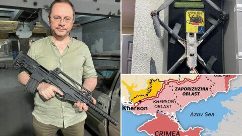 Снимка: „Сега е проблем за цивилните“: Украинците се въоръжават с пушки, за да свалят руските дронове
