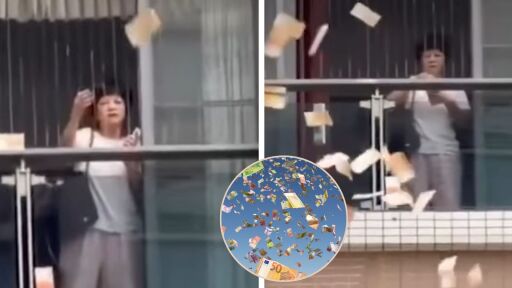 Снимка Жена хвърли 162 000 долара от балкона след скандал с мъжа си (ВИДЕО)