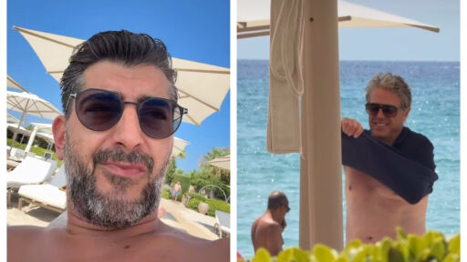 Снимка Сашо Кадиев се оказа на един плаж с Хю Грант – ето как завърши срещата им (СНИМКИ)