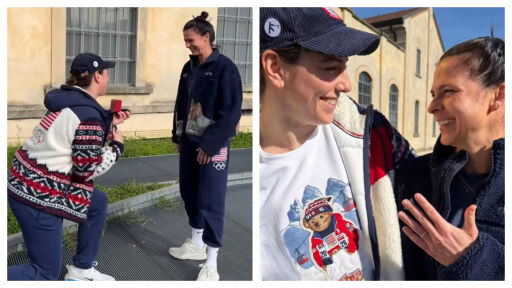 Снимка Поредно признание в любов на Игрите: Хилари, която коленичи пред любимата си Британи