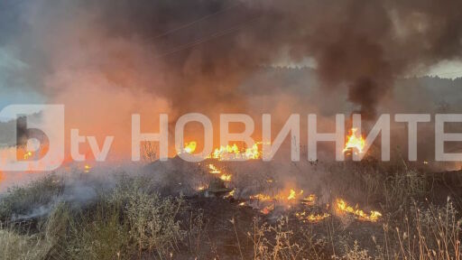 Два големи пожара бушуват в ниви край Благоевград 