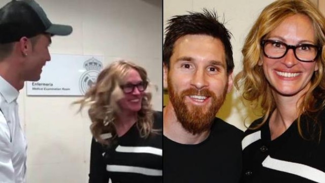 Снимка: Джулия Робъртс на среща с Меси и Роналдо (ВИДЕО)