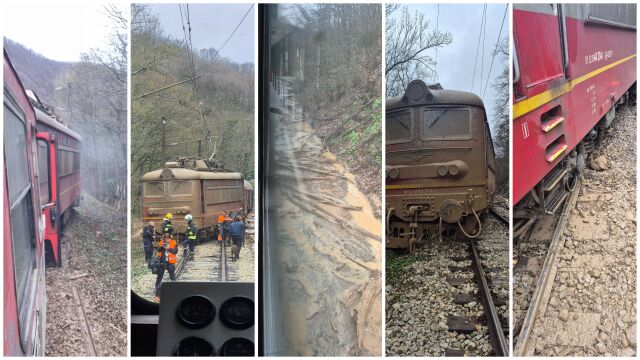 Влак дерайлира след удар в скали край Мъглиж (СНИМКИ)