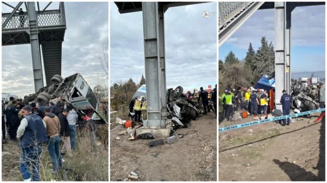 Снимка: Петима души загинаха, а 14 са ранени в автобусна катастрофа край Анкара (ВИДЕО)