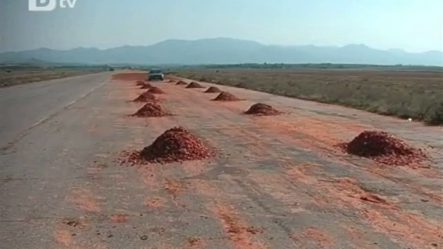 Снимка: Селяни сушат чушки за червен пипер на пътя