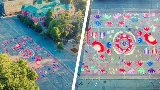 Снимка: Жива икона! Кюстендил осъмна с огромна шевица за Голяма Богородица (СНИМКИ)