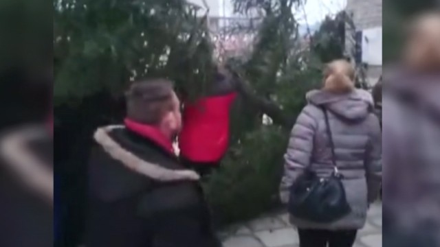 Снимка: Арестуваха петима души, опитали да сложат елха в центъра на Гърмен (ВИДЕО)