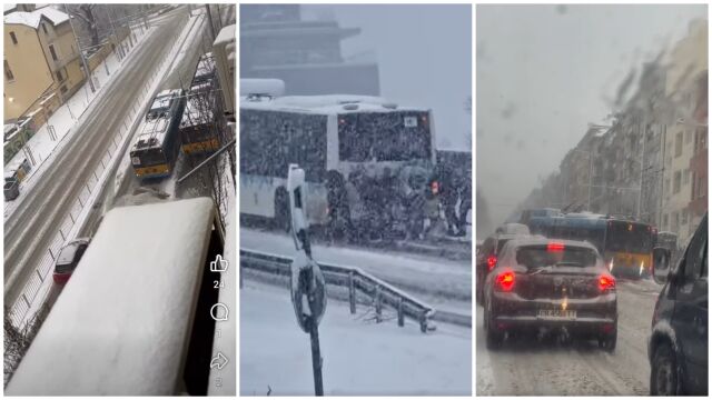 Снежна София под блокада: Пътници бутат закъсал автобус
