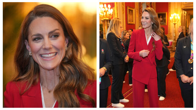 Снимка: Червеният костюм на Кейт Мидълтън: кога и как да го носите, за да ви забележат (СНИМКИ)