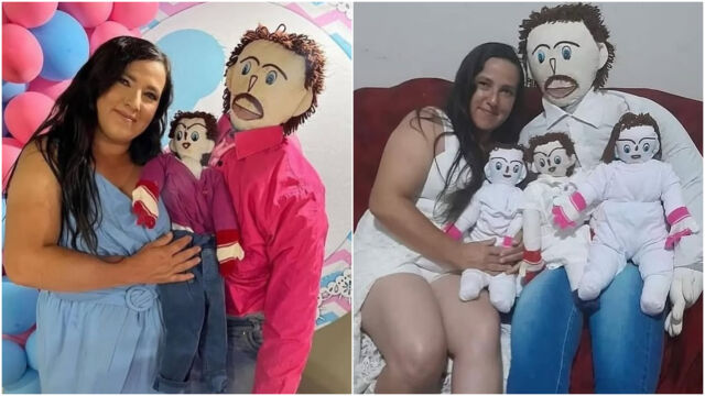 Снимка: Жена „роди“ четвъртото си дете от парцалена кукла, за която се омъжи (СНИМКИ)