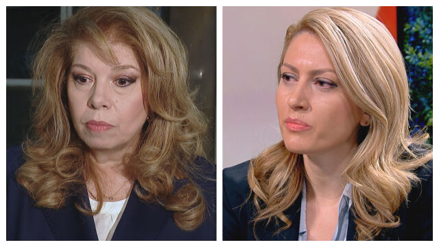 Снимка: Илияна Йотова и Рая Назарян – класика в тъмносиньо и блестящ акцент, символ на женската сила