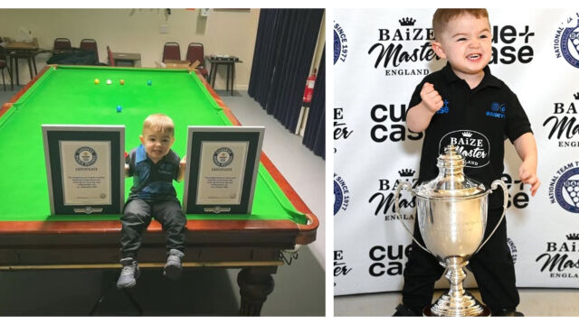 Снимка: Най-малкият играч на билярд в света е на 2 г. и счупи 2 рекорда на Гинес (ВИДЕО+СНИМКИ)