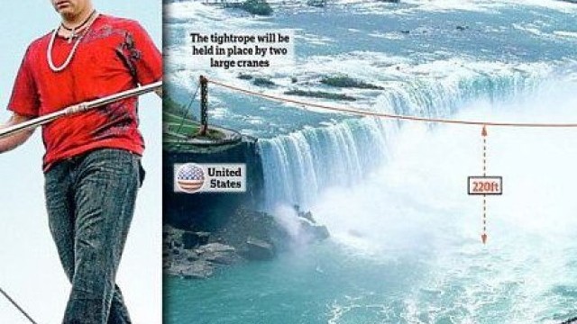 Снимка: Акробат ще прекоси Ниагарския водопад по 5-сантиметрово въже