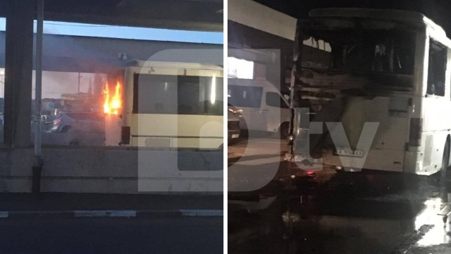 Снимка: Автобус се запали на гара в Бургас