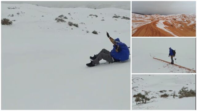 Шейни сред палмите: Сняг натрупа в Сахара (СНИМКИ, ВИДЕО)