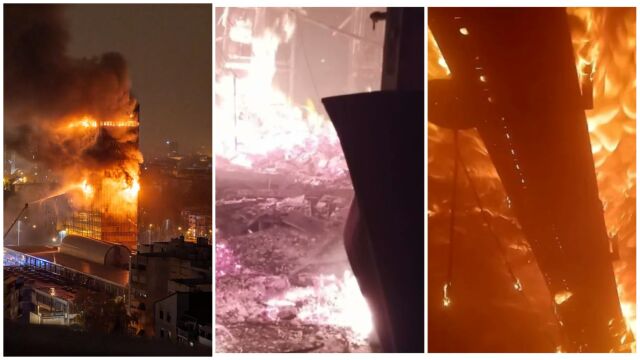 Снимка: Гори небостъргачът „Вйесник“ в Загреб, 100 пожарникари се борят с огъня (СНИМКи и ВИДЕО)