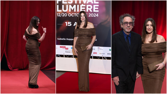 Снимка: Моника Белучи неотразима с Тим Бъртън на филмовия фестивал в Лион (СНИМКИ)