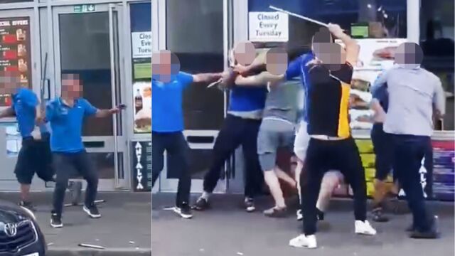 Масов бой със саби, ножове и метални тръби пред дюнерджийница