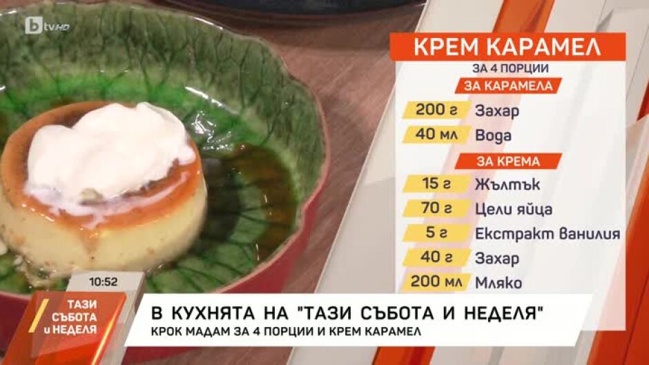 Chef Николай Немигенчев ще приготви крок мадам и крем карамел