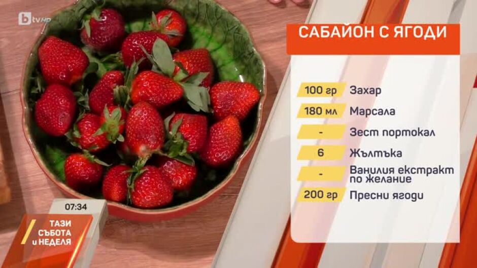 Наденица с боб и Сабайон с ягоди
