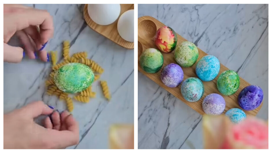 Как да боядисаме яйца за Великден с макарони