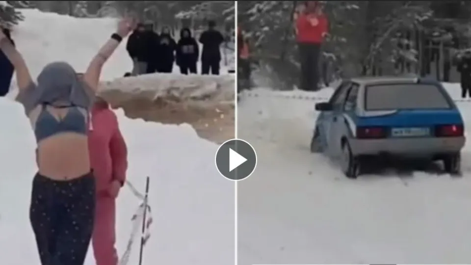 Фенка показа гърдите си на рали и предизвика катастрофа (ВИДЕО)
