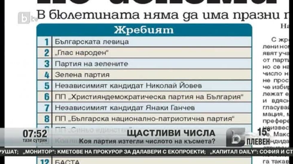 Коя партия изтегли числото на късмета?