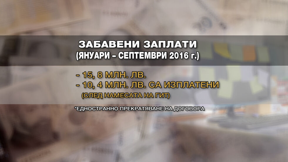 "Чети етикета": Заплати за 15,8 милиона лева са забавени от началото на годината досега